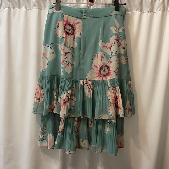 Ann Taylor petite teal floral tiered skirt - Picture 4 of 7